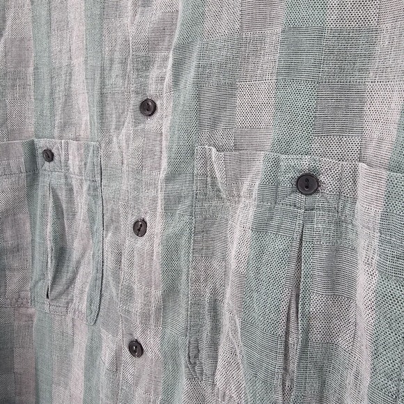 Vintage Levi's Sutter Creek Flannel Shirt Large Long Sleeve Gingham Green Flawed - Picture 4 of 10